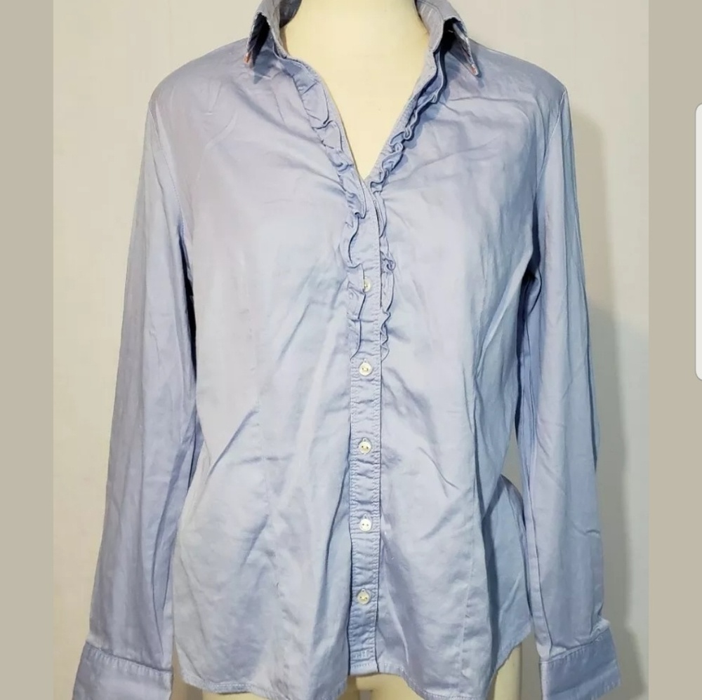 Tommy Hilfiger Womens Button Up Top Roll Tab Sleev